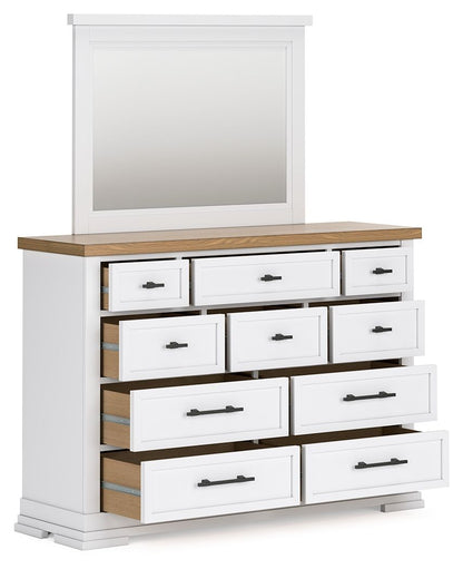 Ashbryn - Dresser And Mirror - White / Natural