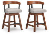 Ralene - Upholstered Swivel Barstool (Set of 2) - Medium Brown