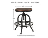 Valebeck - Swivel Barstool (Set of 2) - Brown / Black