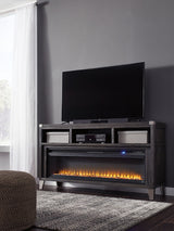 Todoe - 2 Pc. - 65" TV Stand With Wide Fireplace Insert - Gray