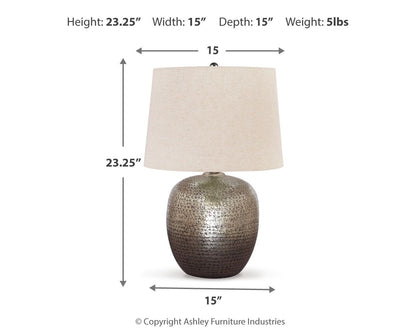 Magalie - Metal Table Lamp - Antique Silver Finish