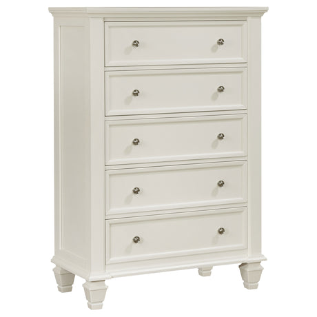 Furniture City Houma - Coaster - Sandy Beach 5-drawer Bedroom Chest Cream White - 201305