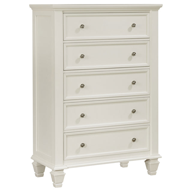 Furniture City Houma - Coaster - Sandy Beach 5-drawer Bedroom Chest Cream White - 201305
