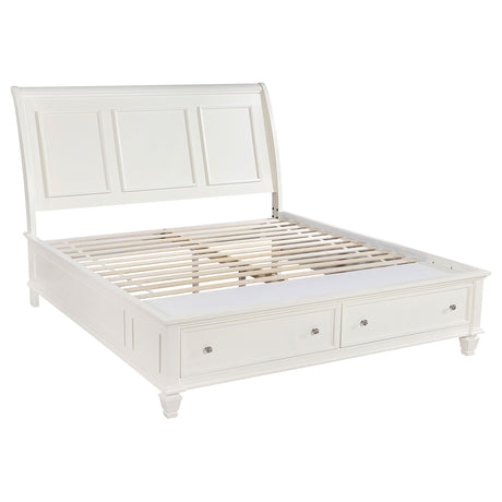 Furniture City Houma - Coaster - Sandy Beach Wood Eastern King Storage Panel Bed Cream White - 201309KE