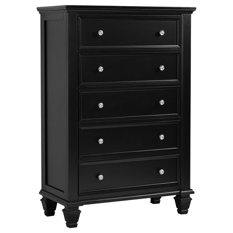 Furniture City Houma - Coaster - Sandy Beach 5-drawer Bedroom Chest Black - 201325