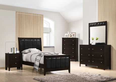 Furniture City Houma - Coaster - Carlton 5-piece Twin Bedroom Set Cappuccino - 202091T-S5