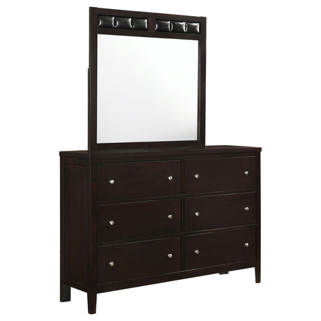 Furniture City Houma - Coaster - Carlton 6-drawer Dresser with Mirror Cappuccino - 202093M