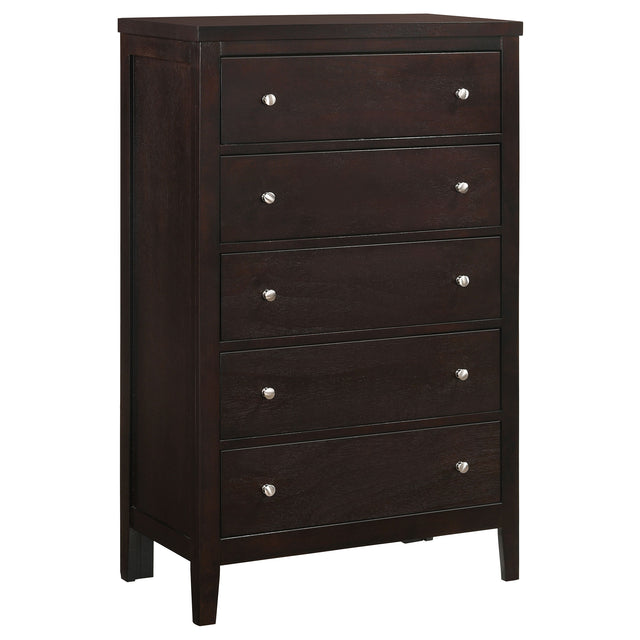 Furniture City Houma - Coaster - Carlton 5-drawer Bedroom Chest Cappuccino - 202095