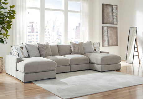 Furniture City Houma - Ashley Furniture - Aslan Court 4-Piece Sofa Pit Sectional - RAF 4-Piece Sofa Pit Sectional / Pebble - 20305S5