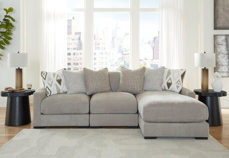 Furniture City Houma - Ashley Furniture - Aslan Court 3-Piece Sofa Sectional with Chaise - RAF 3-Piece Sofa Sectional with Chaise / Pebble - 20305S4