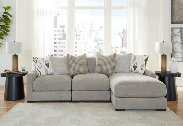 Furniture City Houma - Ashley Furniture - Aslan Court 3-Piece Sofa Sectional with Chaise - RAF 3-Piece Sofa Sectional with Chaise / Pebble - 20305S4