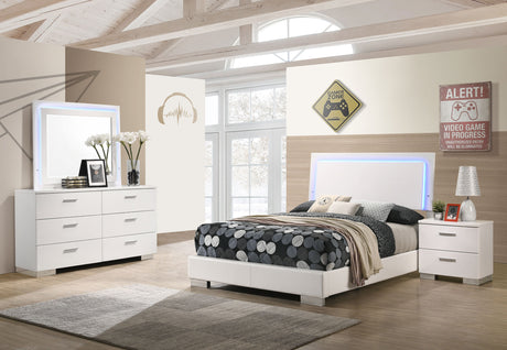 Furniture City Houma - Coaster - Felicity 4-piece Full Bedroom Set White High Gloss - 203500F-S4L