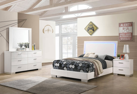 Furniture City Houma - Coaster - Felicity 4-piece Full Bedroom Set White High Gloss - 203500F-S4