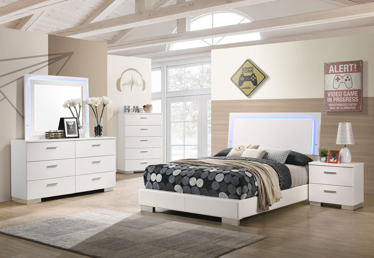 Furniture City Houma - Coaster - Felicity 5-piece Full Bedroom Set White High Gloss - 203500F-S5L