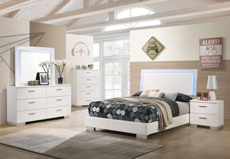 Furniture City Houma - Coaster - Felicity 5-piece Full Bedroom Set White High Gloss - 203500F-S5L