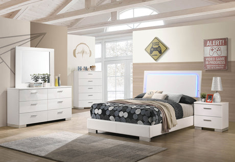 Furniture City Houma - Coaster - Felicity 5-piece Full Bedroom Set White High Gloss - 203500F-S5