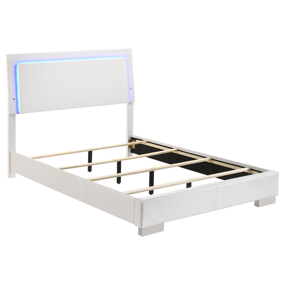 Furniture City Houma - Coaster - Felicity Wood Full LED Panel Bed White High Gloss - 203500F