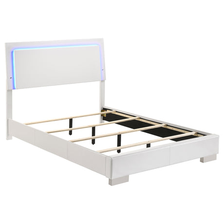 Furniture City Houma - Coaster - Felicity Wood Full LED Panel Bed White High Gloss - 203500F