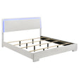 Furniture City Houma - Coaster - Felicity Wood Eastern King LED Panel Bed White High Gloss - 203500KE