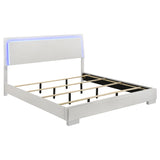 Furniture City Houma - Coaster - Felicity Wood Eastern King LED Panel Bed White High Gloss - 203500KE