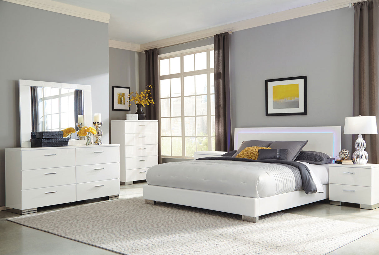 Furniture City Houma - Coaster - Felicity 6-piece California King Bedroom Set White Gloss - 203500KW-S6