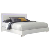 Furniture City Houma - Coaster - Felicity Wood California King LED Panel Bed White High Gloss - 203500KW
