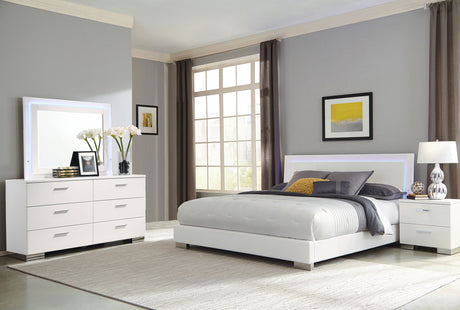 Furniture City Houma - Coaster - Felicity 4-piece Queen Bedroom Set White High Gloss - 203500Q-S4L