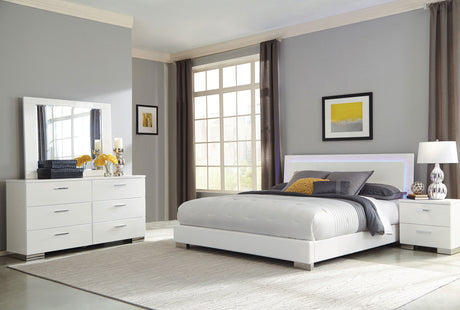 Furniture City Houma - Coaster - Felicity 4-piece Queen Bedroom Set White High Gloss - 203500Q-S4