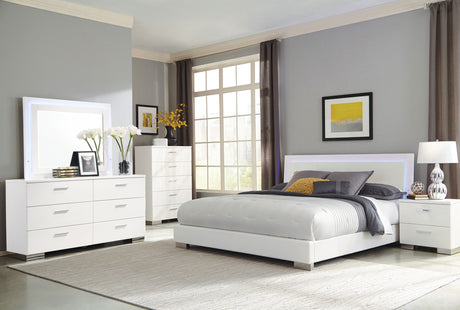 Furniture City Houma - Coaster - Felicity 5-piece Queen Bedroom Set White High Gloss - 203500Q-S5L