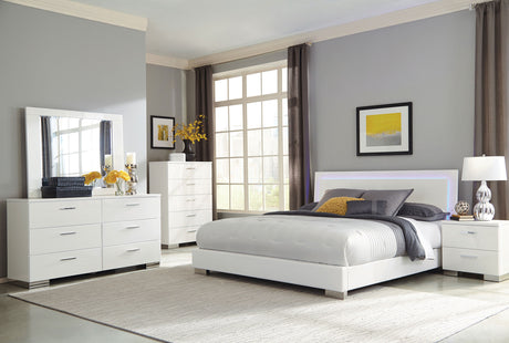 Furniture City Houma - Coaster - Felicity 5-piece Queen Bedroom Set White High Gloss - 203500Q-S5