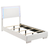 Furniture City Houma - Coaster - Felicity Wood Twin LED Panel Bed White High Gloss - 203500T