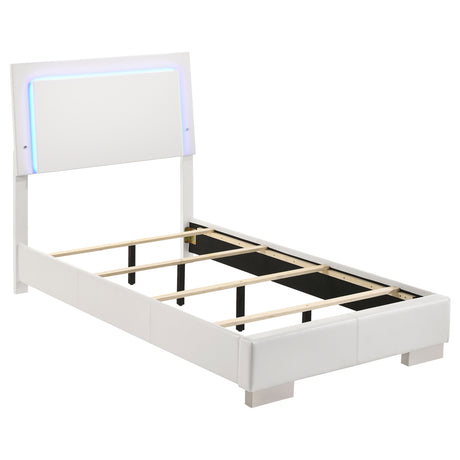 Furniture City Houma - Coaster - Felicity Wood Twin LED Panel Bed White High Gloss - 203500T