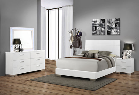 Furniture City Houma - Coaster - Felicity 4-piece Queen Bedroom Set White High Gloss - 203501Q-S4L