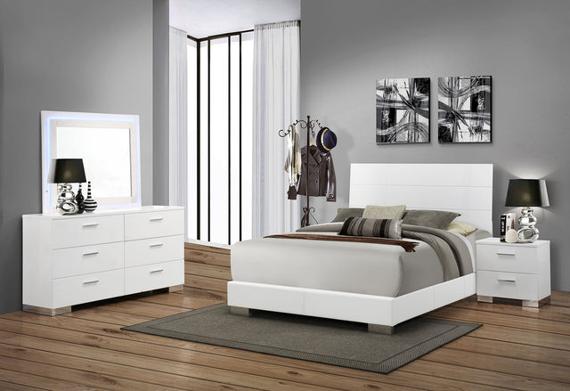 Furniture City Houma - Coaster - Felicity 4-piece Queen Bedroom Set White High Gloss - 203501Q-S4L