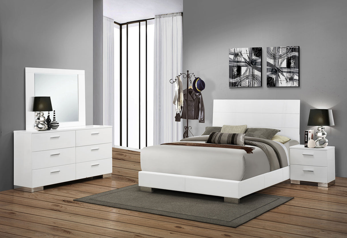Furniture City Houma - Coaster - Felicity 4-piece Queen Bedroom Set White High Gloss - 203501Q-S4
