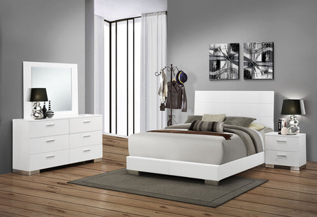 Furniture City Houma - Coaster - Felicity 4-piece Queen Bedroom Set White High Gloss - 203501Q-S4