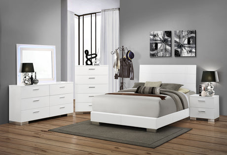 Furniture City Houma - Coaster - Felicity 5-piece Queen Bedroom Set White High Gloss - 203501Q-S5L