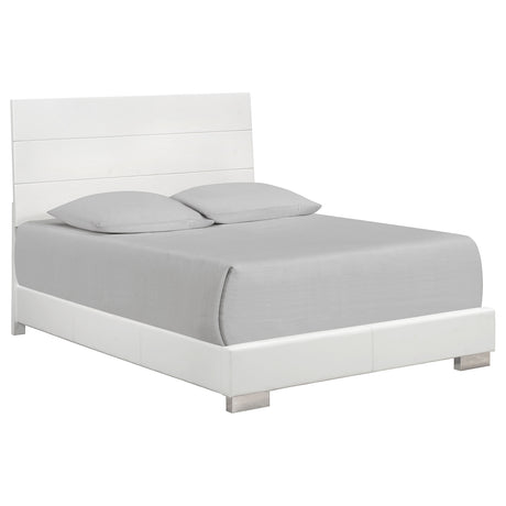 Furniture City Houma - Coaster - Felicity Wood Queen Panel Bed White High Gloss - 203501Q