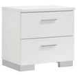 Furniture City Houma - Coaster - Felicity 2-drawer Nightstand White High Gloss - 203502