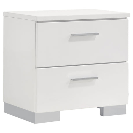 Furniture City Houma - Coaster - Felicity 2-drawer Nightstand White High Gloss - 203502