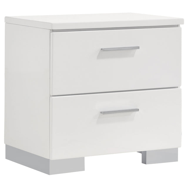 Furniture City Houma - Coaster - Felicity 2-drawer Nightstand White High Gloss - 203502