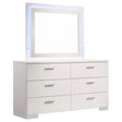 Furniture City Houma - Coaster - Felicity 6-drawer Dresser with LED Mirror White High Gloss - 203503ML