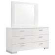Furniture City Houma - Coaster - Felicity 6-drawer Wood Dresser with Mirror White High Gloss - 203503M