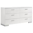 Furniture City Houma - Coaster - Felicity 6-drawer Dresser White High Gloss - 203503