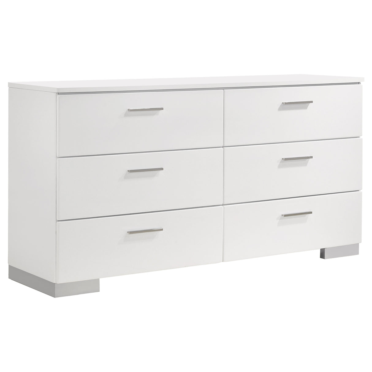Furniture City Houma - Coaster - Felicity 6-drawer Dresser White High Gloss - 203503