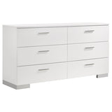Furniture City Houma - Coaster - Felicity 6-drawer Dresser White High Gloss - 203503