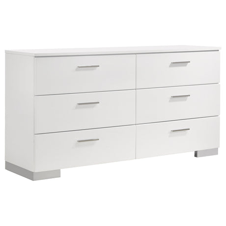 Furniture City Houma - Coaster - Felicity 6-drawer Dresser White High Gloss - 203503