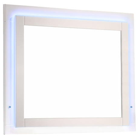 Furniture City Houma - Coaster - Felicity Wood LED Dresser Mirror White High Gloss - 203504LED