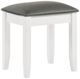 Furniture City Houma - Coaster - Felicity Upholstered Vanity Stool Metallic and Glossy White - 203507STL