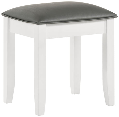 Furniture City Houma - Coaster - Felicity Upholstered Vanity Stool Metallic and Glossy White - 203507STL